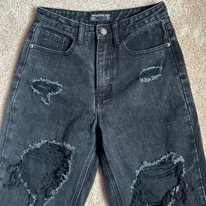 Pretty Little Things:Denim Black Distressed Mom Jeans.   Size 2 / 26